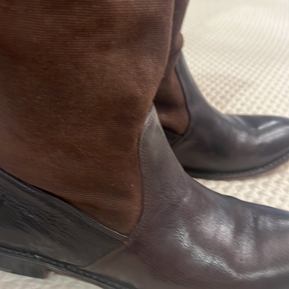 FRYE PAIGE Brown Leather Canvas Women's Riding Boots Size 10Riding Motorcycle - Picture 9 of 11